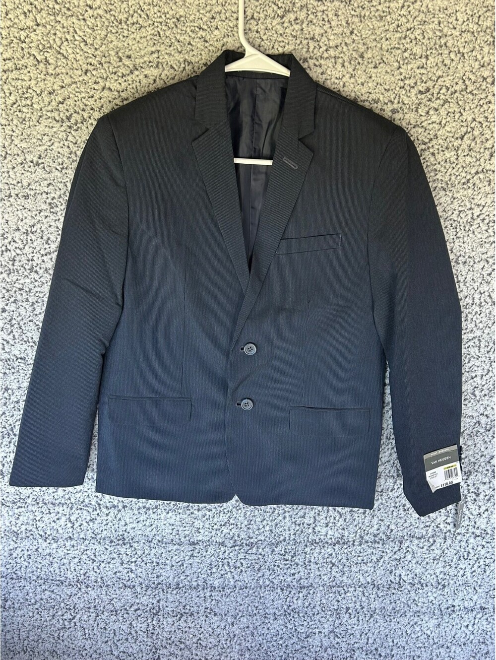 Van Heusen Boys Suit Jacket Size 14H Husky Bank Blue Pinstripe NWT